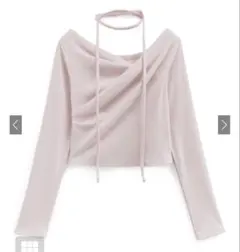 GRL タイ付きドレープショート丈リブトップス [dk1373]