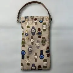 腕時計イラストのスマホショルダーバッグ
