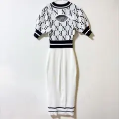 rienda リエンダ 2WAY Rロゴラインニットワンピース モノグラム⁠