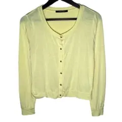 【イング】 カーディガン ボレロ トップス 羽織物 花柄ボタン イエロー