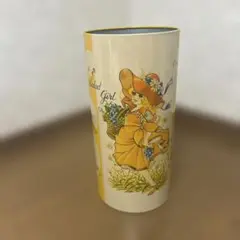 昭和レトロ　女の子のイラストごみ箱