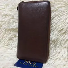 【美品✨】ポロラルフローレン ラウンドジップ ロングウォレット ポニーロゴ型押し