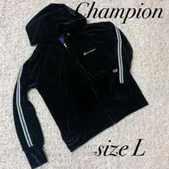 Champion✩.*˚ベロア トラックジャケット Y2K ジャージ L 黒のサムネイル