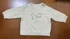 リス刺繍 長袖トレーナー アイボリー