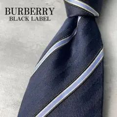 美品 BURBERRY BLACK LABEL ホースロゴ ストライプ ネクタイ
