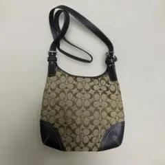 Coach ロゴ柄 ショルダーバッグ ベージュ/ブラック