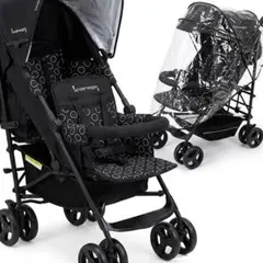 2人乗りベビーカー キンダーワゴン DUOシティHOP ブラック レインカバー付のサムネイル