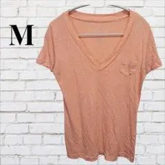 モッシモ Vネック 半袖 Tシャツ M 桃 綿混 デートのサムネイル