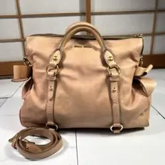 MIUMIU ミュウミュウ2wayショルダー サイドリボン バッグ ゴールド