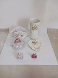 ④イマン 陶器デコラプレート ローズバスケット ダイアナローズ マニー