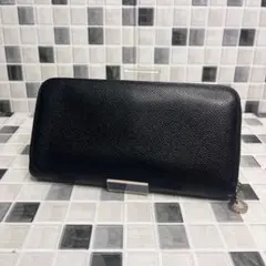 未使用級】モンブラン 長財布 黒 ラウンドジップ イタリア製 本革 シボ
