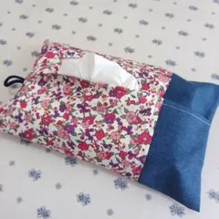 ボックスティッシュケース（ピンク）♪ハンドメイド