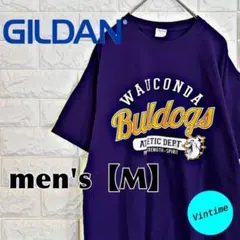 y444【GILDAN】プリントロゴTシャツ【メンズM】パープル