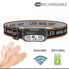☆釣りランニング電気工事に！新品未使用品　高照度　充電式LEDヘッドライトライトのサムネイル
