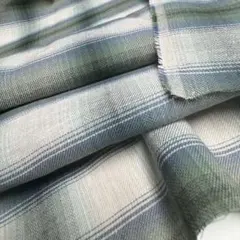 2M国産ハーフリネン先染めチェックgreenグリーン綿麻生地布地