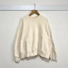 UNIQLO 裏毛 スウェット トレーナー クルーネネック M アイボリー 長袖のサムネイル
