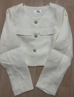 ツイードワンホンセットアップ白色