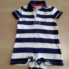 【中古】Ralph Lauren ストライプロンパース 12M