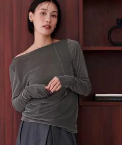 urs ユアーズ　2wayボートネックベロアトップス