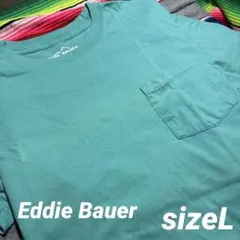 Eddie Bauer ポケットTシャツ ターコイズブルー　レディースsizeL