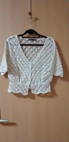 Heather アイボリー レース編み カーディガン Мサイズ