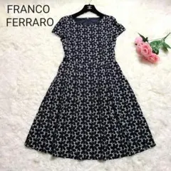 フランコフェラーロ 【日本製】 膝丈 ワンピース 刺繍 総柄 リボン 花柄