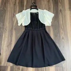 【フォーマルワンピース 黒 レース 羽織付き】