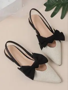 shein リボン付きポインテッドトゥフラットシューズ 3485962