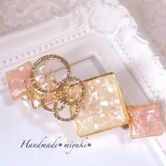 桜ピンク リング バレッタ