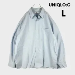 UNIQLO:C ブロードオーバーサイズシャツ　ストライプ　 長袖 L 青