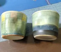 作家の器♡釉薬違い♪萌黄色フリーカップ♪2客