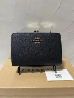 ✨️新品未使用✨️COACHアウトレット ブラック 二つ折り財布 がま口