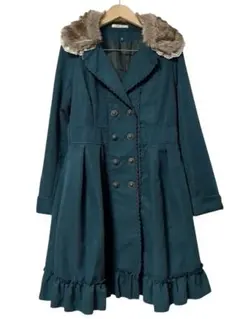 Lサイズ　axes femme　ファー付きダークグリーンロングコート