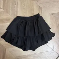ブラック プリーツ ミニスカート キュロット