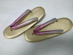 未使用⭐振袖用本革草履⭐豪華金彩加工⭐金銀ラメ赤紫⭕️オマケの1回使用バッグ難有