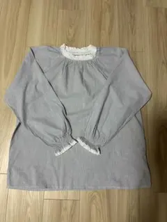 studio CLIP ストライプ レース付きブラウス 長袖