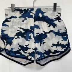 迷彩 ショートパンツ ラウンド裾 XS 青 白 ポリエステル 運動