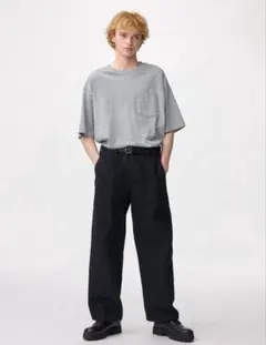 GU ジーユー　バレルレッグワークパンツ　ブラック　Sサイズ