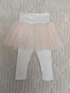 チュチュ付きレギンス ホワイト ピンク 70cm