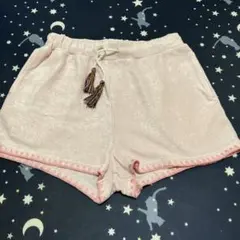 パイル地 ショートパンツ ピンク タッセル付き M