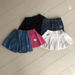 kids キュロットスカート3枚　デニムスカート　インナー付き黒スカート120