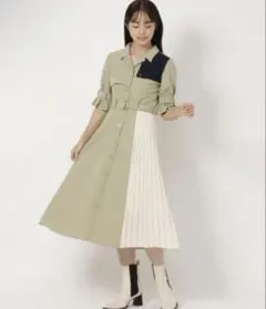 REDYAZEL トレンチカラーブロックプリーツシャツワンピース Mサイズ