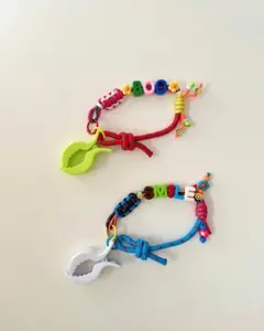 ネームストラップ　クリップ付き　シューズクリップ　名前入り　カスタム　デコビーズ