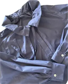 green label relaxing／フリルカラー 長袖ブラウス ブルー美品のサムネイル