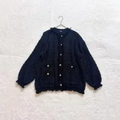 ツイードジャケット ノーカラージャケット