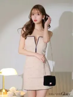 フロントジッパー セットアップ　タイトミニドレス