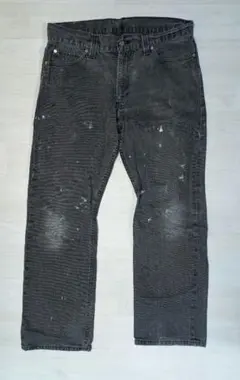 Levi's505 ブラック ストレートデニム ペインティング　36/32古着
