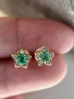 l*a様 エメラルドK18/YG/ダイヤモンド0.19ct/0.20ct/ニュー エメラルドK18/YG/ダイヤモンド0.19ct/0.20ct - メルカリ