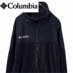 Columbia フリースジャケット レディースL 黒 刺繍ロゴ フルジップ