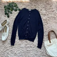 6439✾アースミュージック✾ニットカーディガン【M】ネイビー/ハートボタン